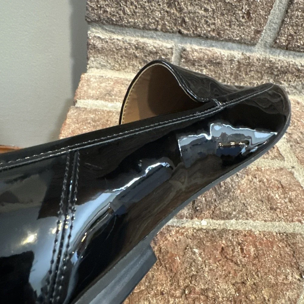 Nordstrom Rack Franny Moc Toe Loafer Shoes Women's‎ Black Patent Sz 5.5 #349